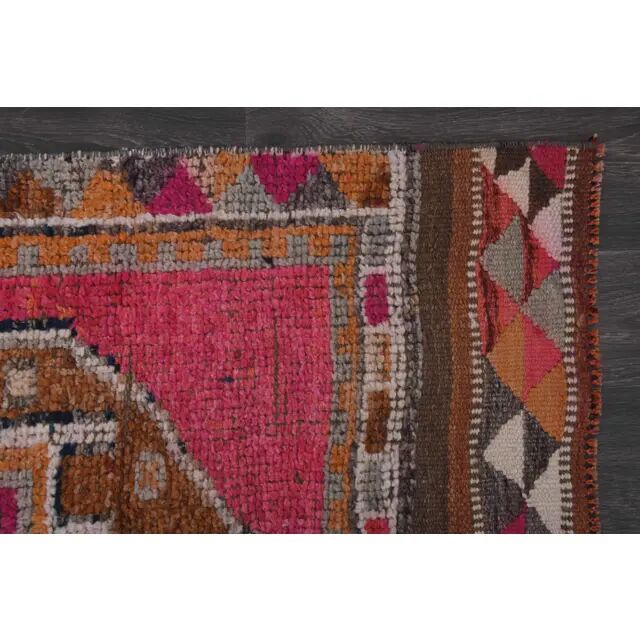 1970s Vintage Turkish Hand-Knotted Wool Cotton Pink Runner Rug