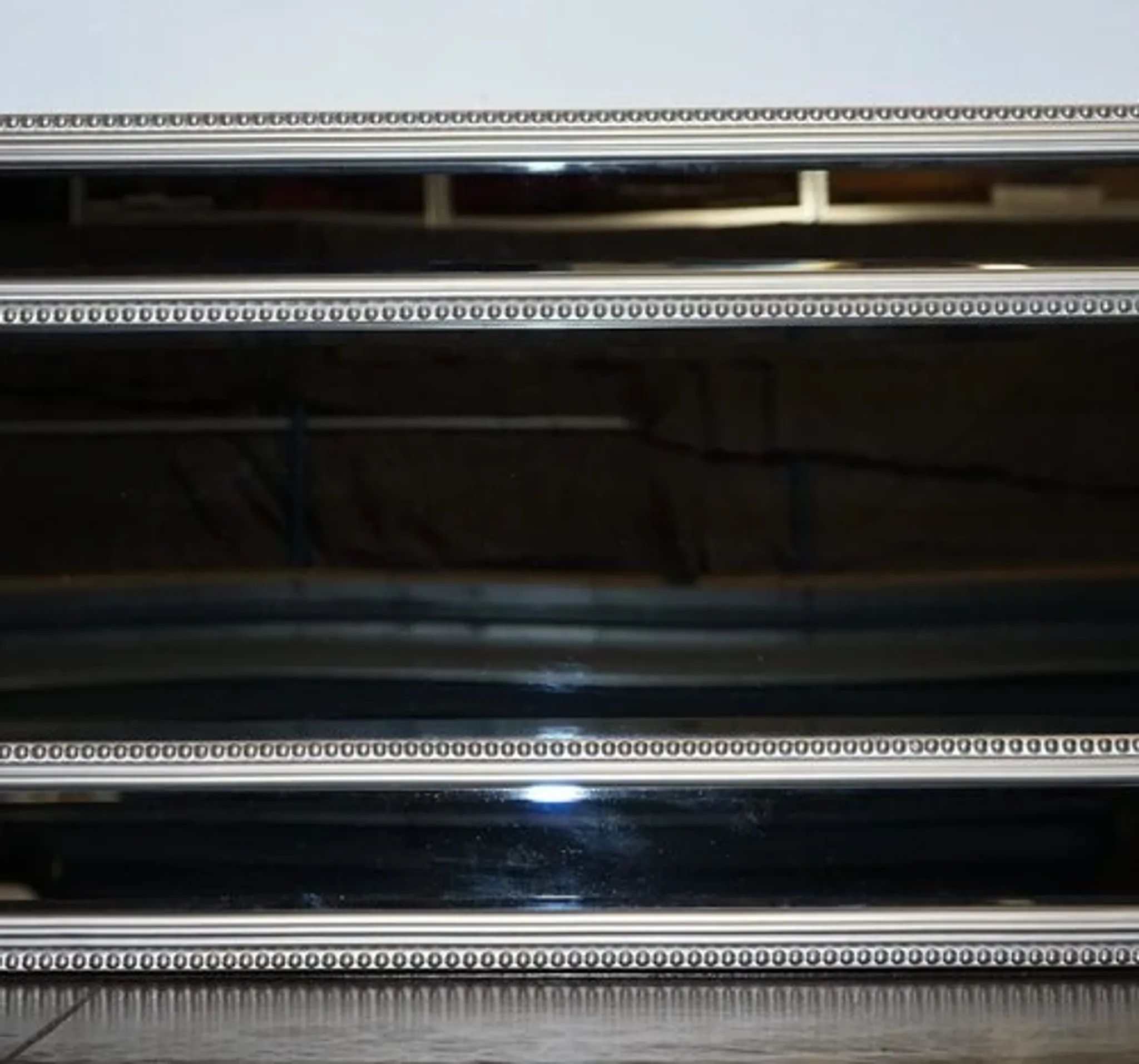 Large Bevelled Rectangular Mirror with Cushioned Silver Frame