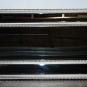 Large Bevelled Rectangular Mirror with Cushioned Silver Frame