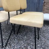 4 chaises andre simard tissu d origine jaune 1950