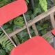 Red Formica chair and stool