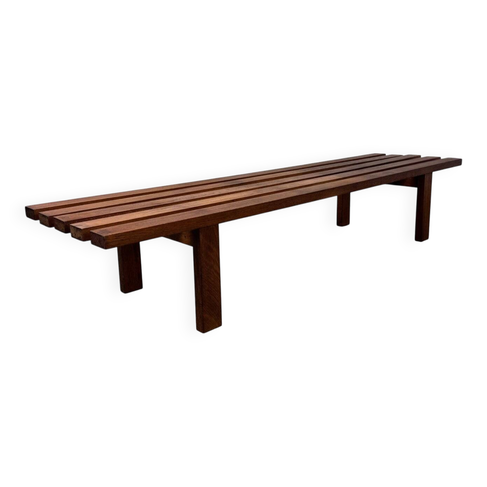 Mid-century modern brown wood slatted coffee table by Martin Visser for 't Spectrum, 1960s