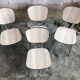 Series of 4 old formica chairs white grey + feet compass metal chrome 70's