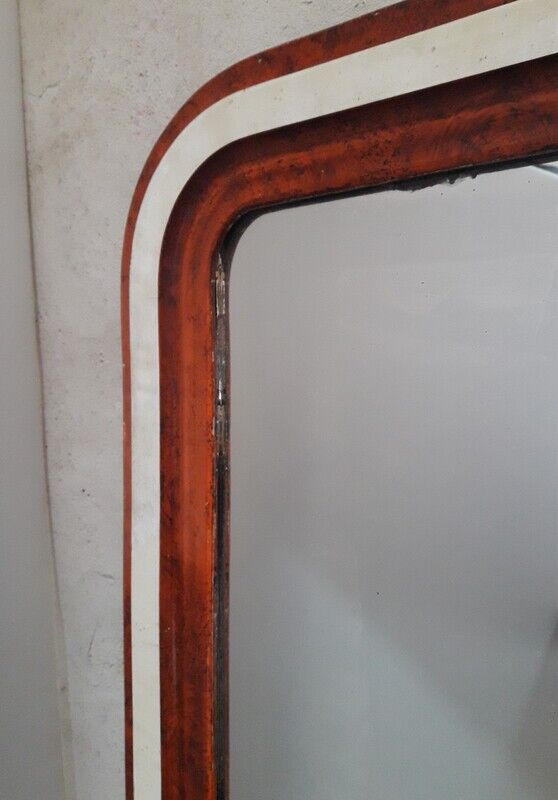 Miroir Louis Philippe H112xL76 laque bordeaux blanc crème