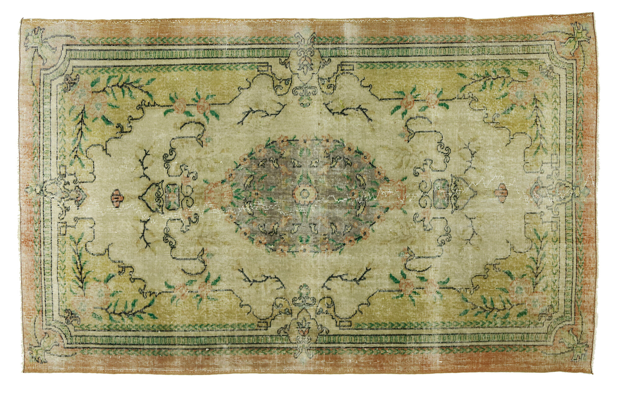 Anatolian handmade vintage rug 228 cm x 140 cm