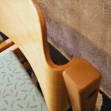 Set of 4 wooden and fabric chairs, 70s