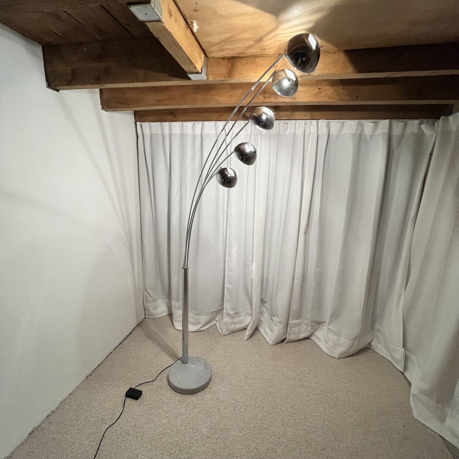 Arc floor lamp with wooden base and 5 lights Agemob MCM style