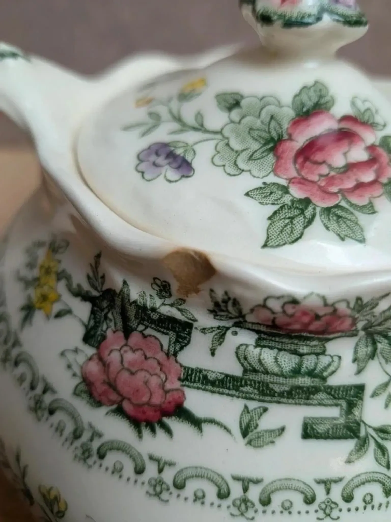 Vintage teapot and milk jug set Crown Ducal Chinese Garden – England