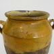 Varnished yellow confit pot, south-west of France. Conservation jar. Pyrenees XIXth