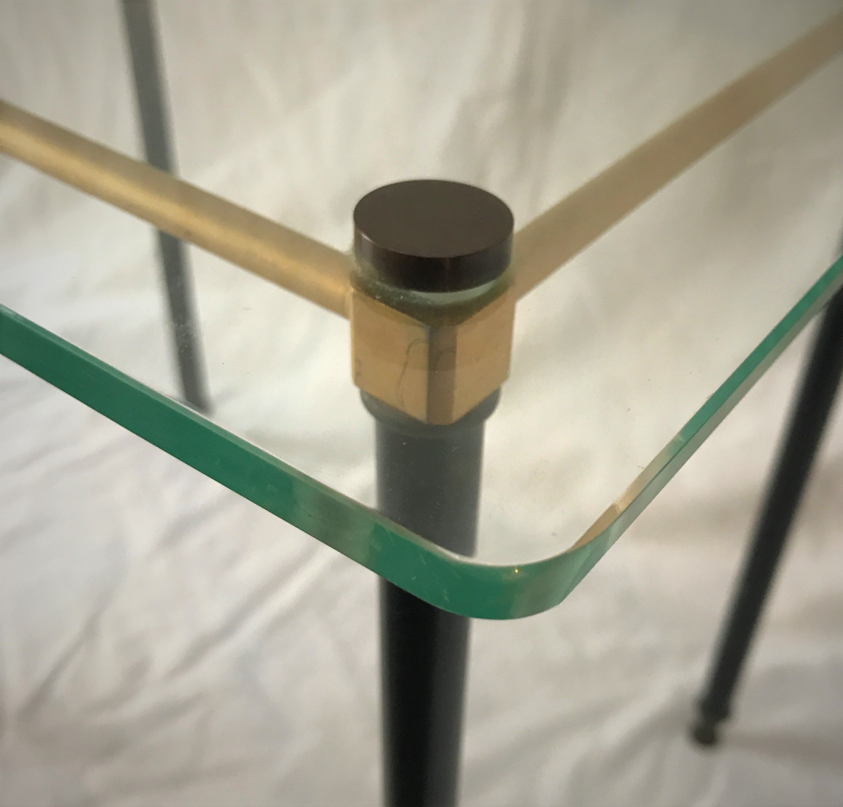 Pull out tables in glass and brass 1950