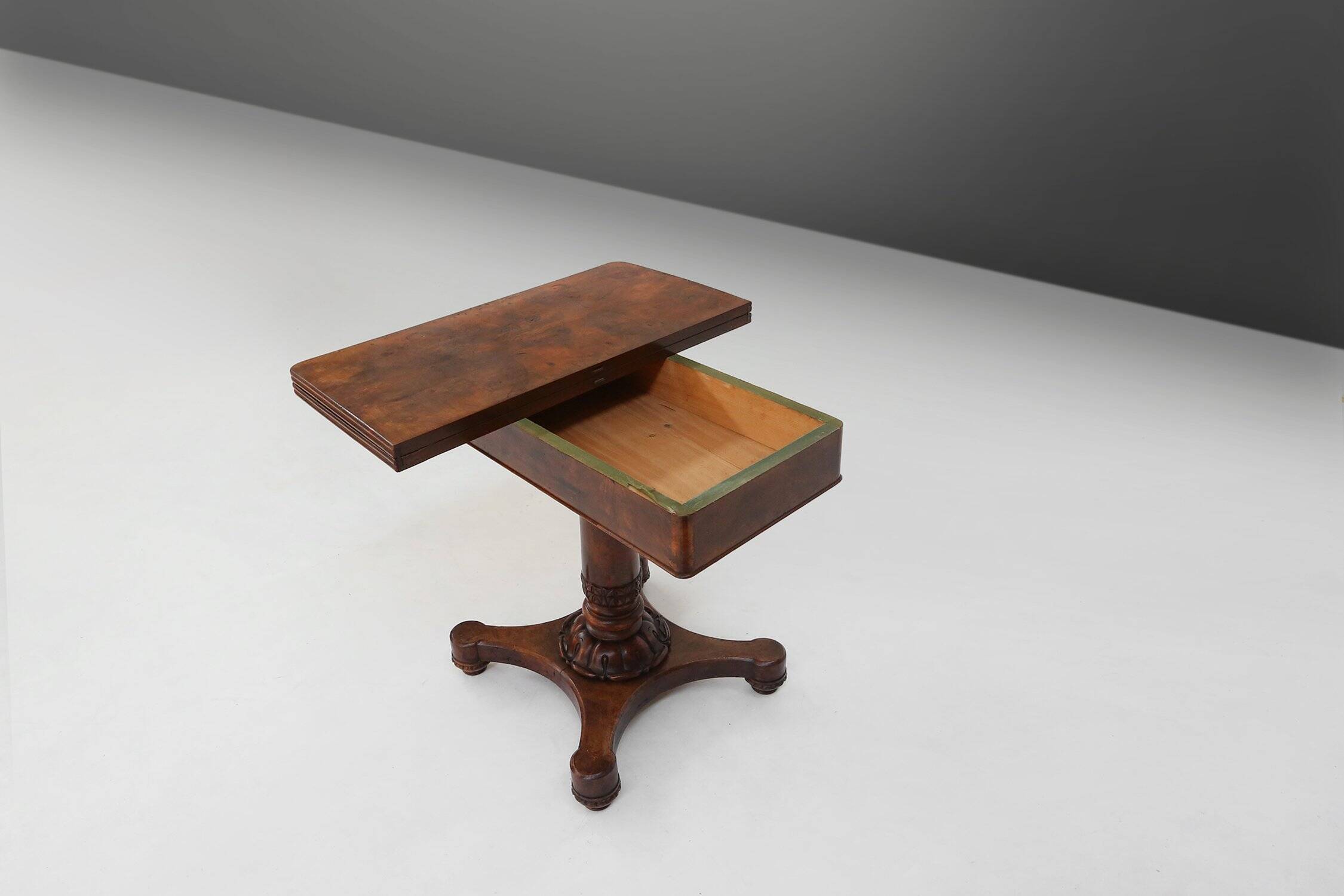 Victorian Burl Wood Folding Card Table, UK, 19th Century