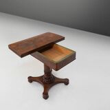 Victorian Burl Wood Folding Card Table, UK, 19th Century