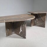 Sculptural Italian coffee tables in Breccia marble, 1970.