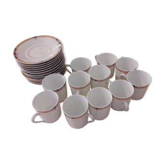 11 coffee cups Limoges porcelain, Philippe Deshoulières
