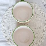 Vintage barbotine cups/mugs - Tulip pattern - Orange and green tones