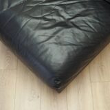 Black leather pouffe/armchair, Italian design, 1960s, production: Italy