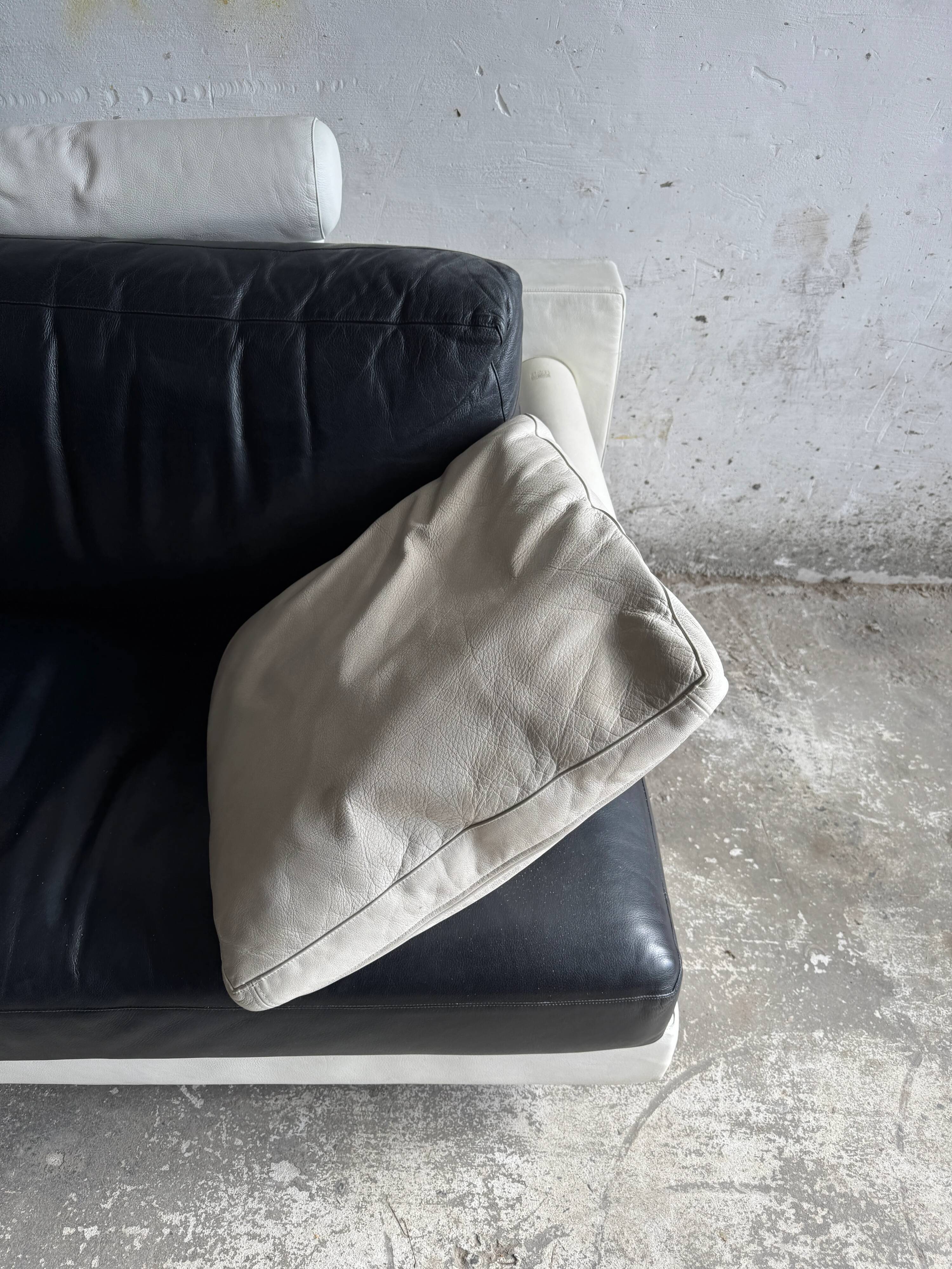BnB Italia black and white leather sofa – 2-seater module