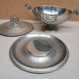 Pewter covered cup dish decorated with an imperial eagle empire napoleon