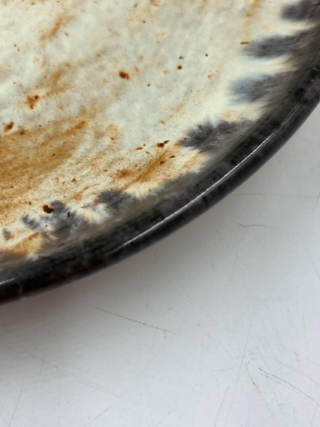 Red earthenware dessert plate