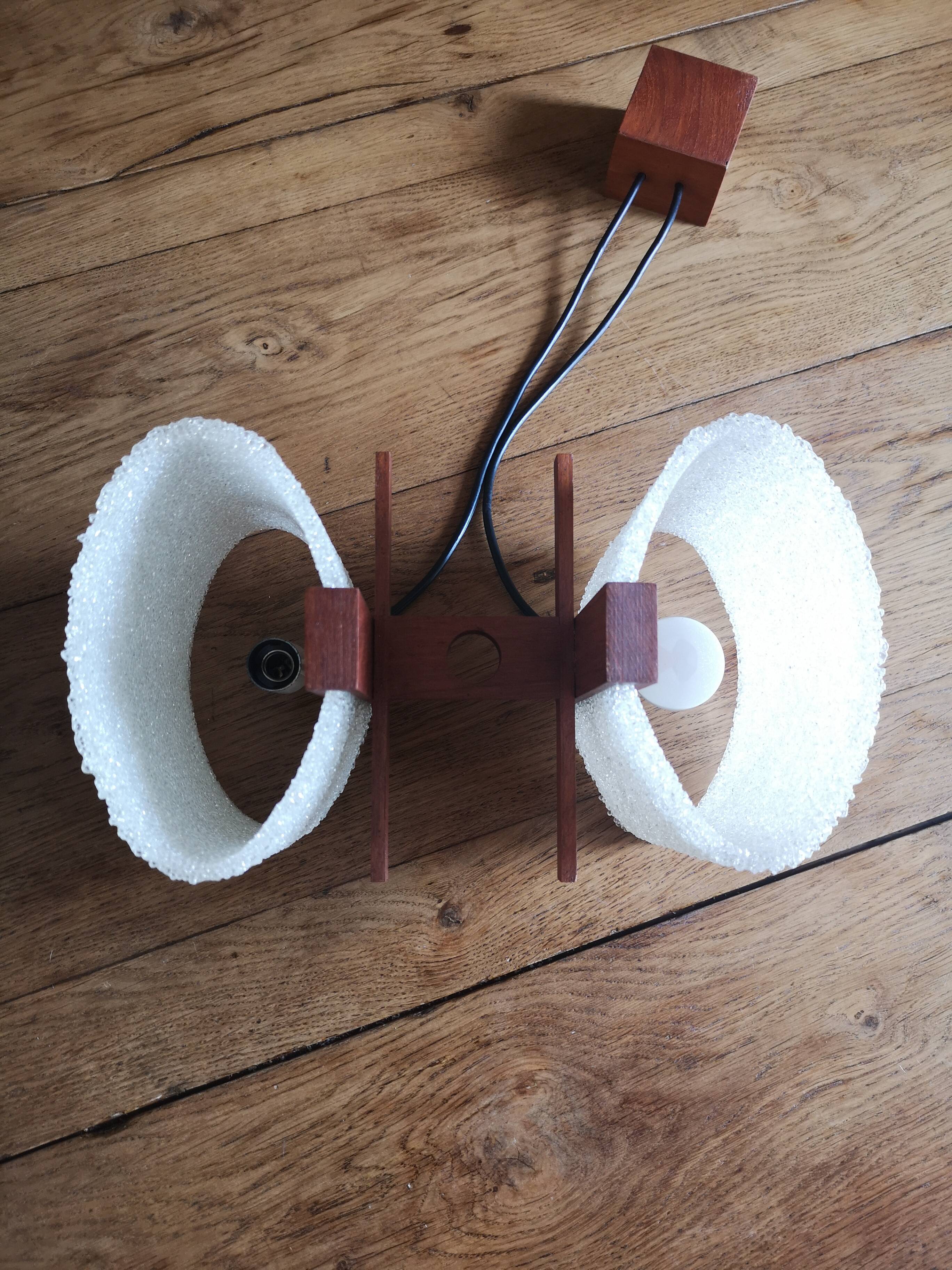 Vintage suspension, Scandinavian in perspex and wood