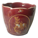 Fives lille earthenware planter with enamel decor, art nouveau period