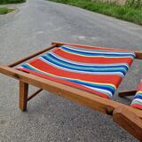 Chaise longue transat chilienne vintage avec repose pied