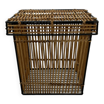 Mid Century Rohe Noordwolde rattan basket by Dirk van Sliedrecht 60's Design