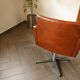 DDR Retro Swivel Armchair (1970s) – Brown Faux Leather & Checkered Seat