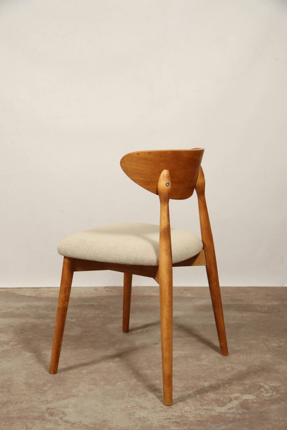 Modern chair Scandinavian design light wood natural Lin fabric mid century modern design