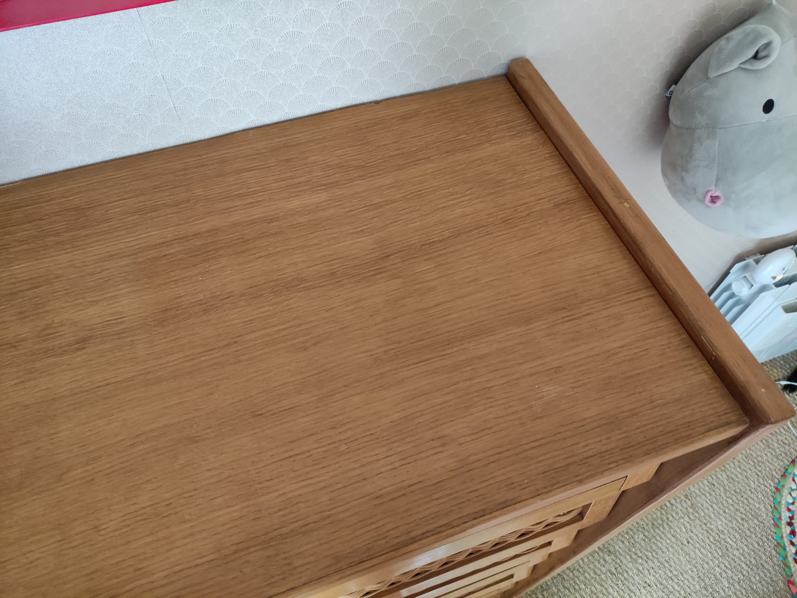 Vintage wood and rattan cabinet