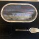 Foie gras service jd france platter + silver metal spatula + vintage glass