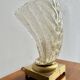 Lampe de table vintage en laiton et verre en forme de feuille