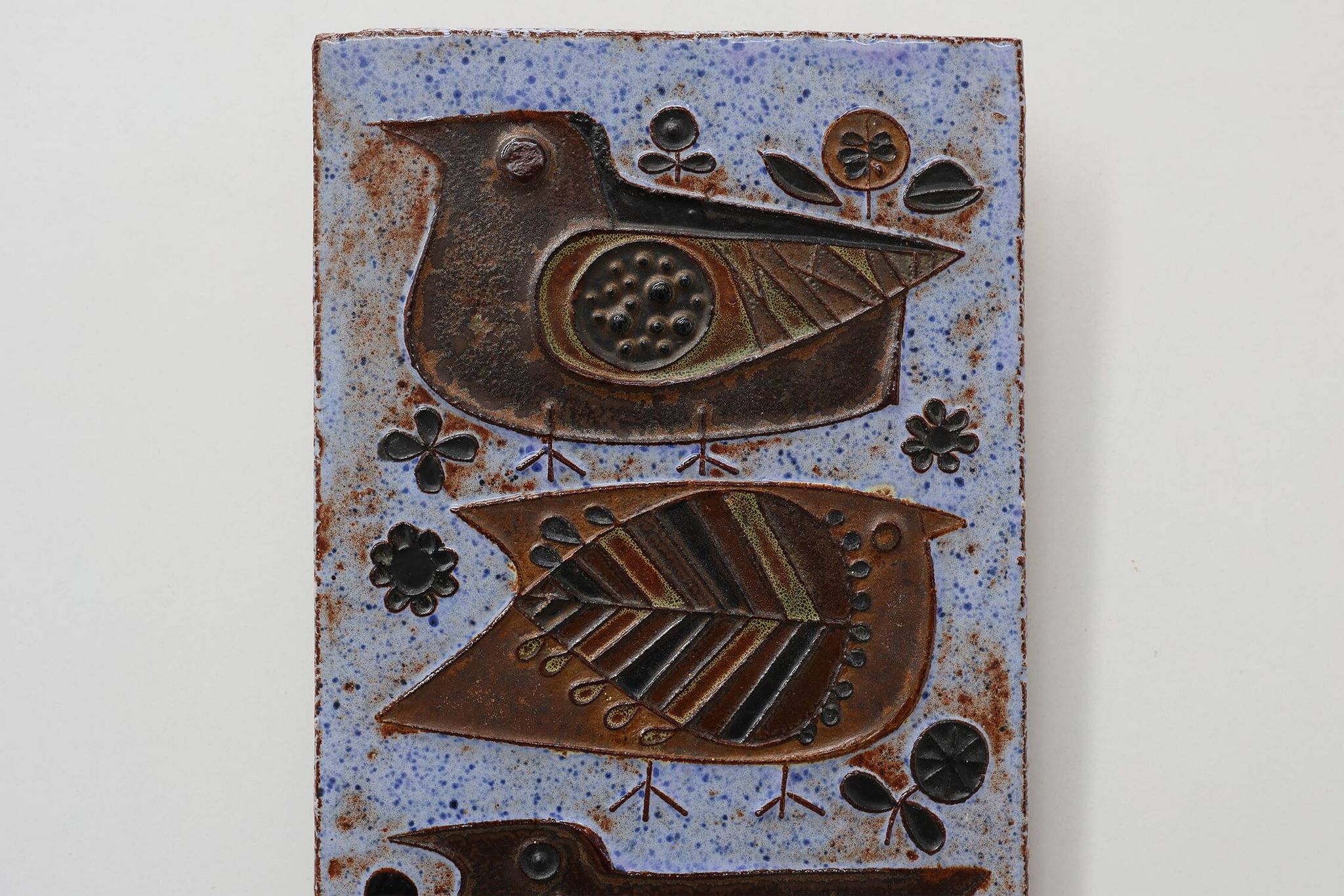 Mid‑Century Ceramic Wall Panel with Stylized Birds by Amphora, Belgium, ca.