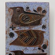 Mid‑Century Ceramic Wall Panel with Stylized Birds by Amphora, Belgium, ca.