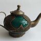 Teapot with its brass tray from the 20th cty, Moroccan craft - diameter 24cm