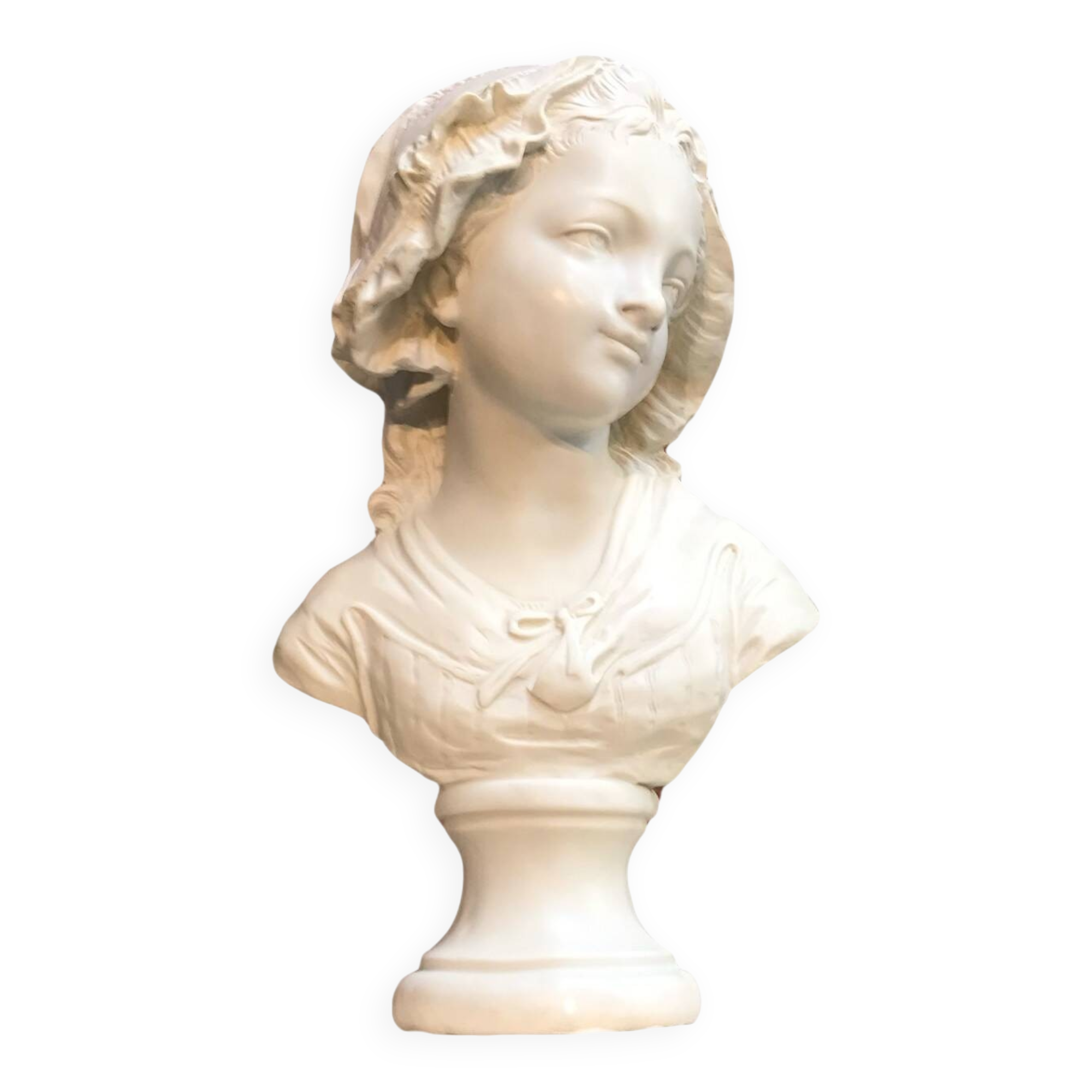 Bust of a young girl signed GRINAM NIAM Paris