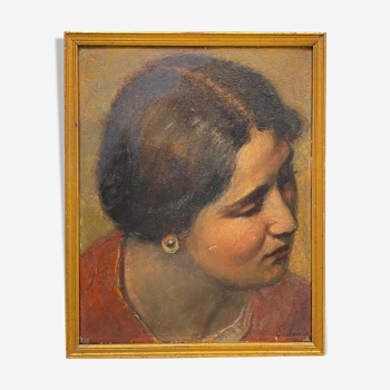 Portrait of a young woman with an earring