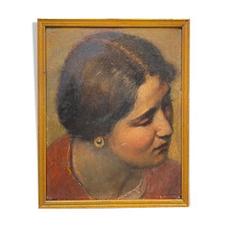 Portrait of a young woman with an earring