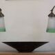 Art Nouveau style brass "rise and fall" table lamps after WAS Benson