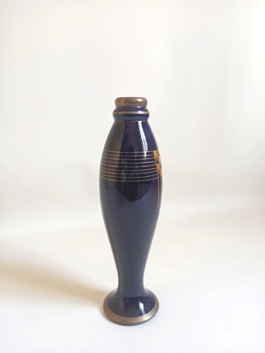 Soliflore Pinon Heuzé blue and gold Height 42 cm