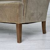 Canapé danois 4 places en velours vert clair, années 1960