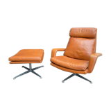 Lounge chair and ottoman leather cognac