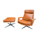 Lounge chair and ottoman leather cognac