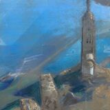 Painting by Edouard Pannetier (1884-1965) Mediterranean Estuary Orientalist