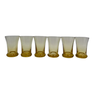 Six verres à shooter en verre jaune