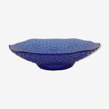 Blue glass flat fruit cup