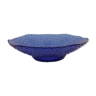 Blue glass flat fruit cup