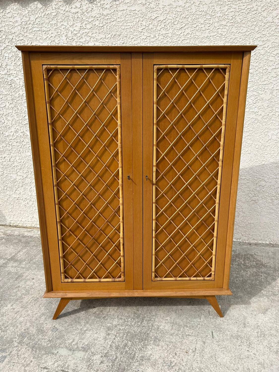 Rattan style wooden cabinet