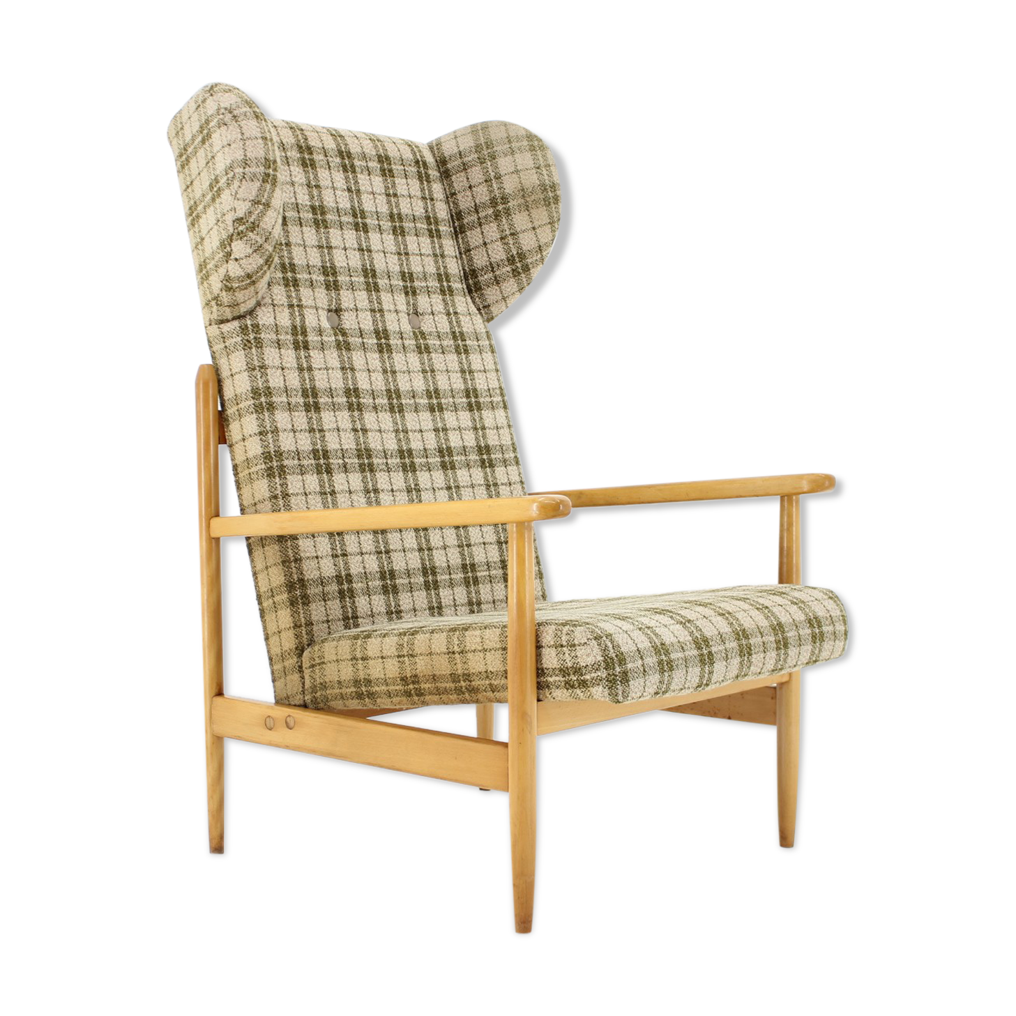 1960s Rare Beech Wing Armchair by ULUV, Czechoslovakia