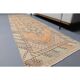 Tapis de couloir vintage turc Oushak fait main en laine et coton orange